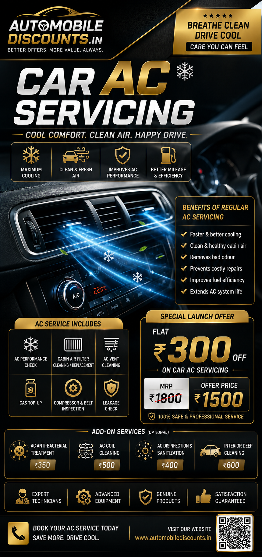 Car AC Gas Top-up Flat Rs.300 Cash DISCOUNT 